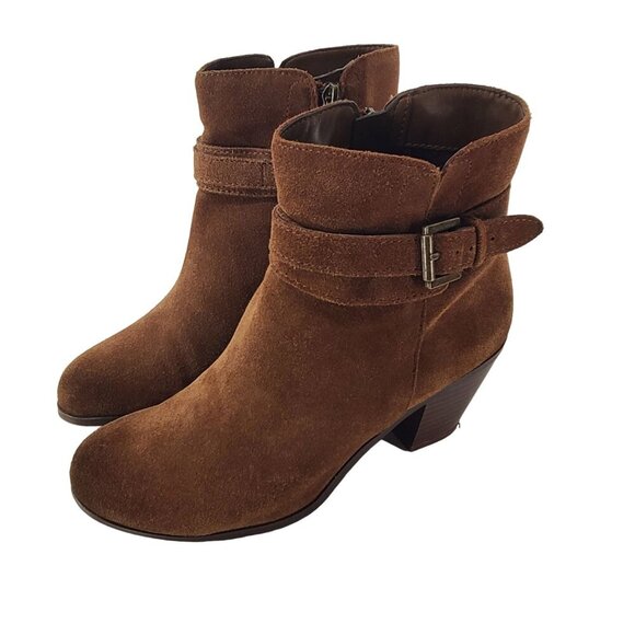 Sam Edelman Womens Lynne Boot Size  6.5 Camel Suede Block Heel Ankle Strap Boho - Picture 3 of 11